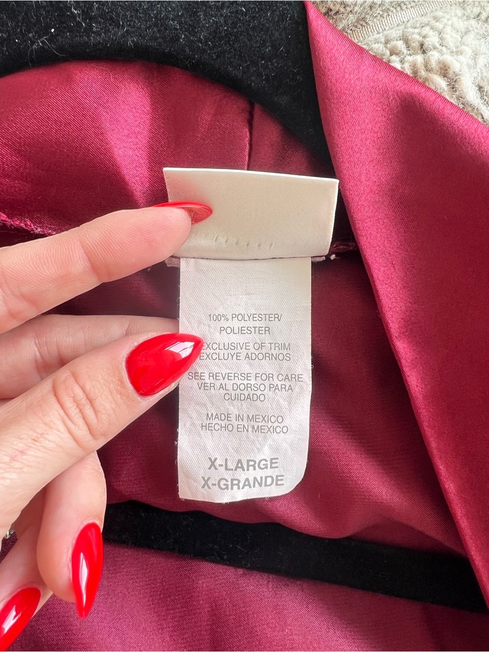Delicates Satin Slip Robe Red Size X-Large - Picture 7 of 7